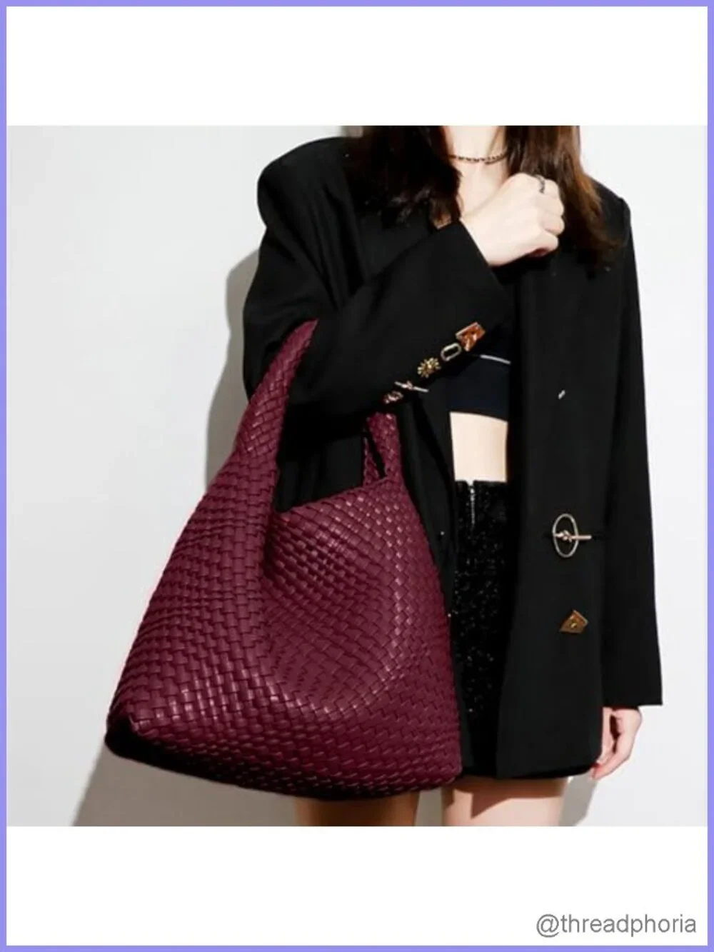Woven Hobo Shoulder Bag Large Tote with Matching Clutch Lightweight